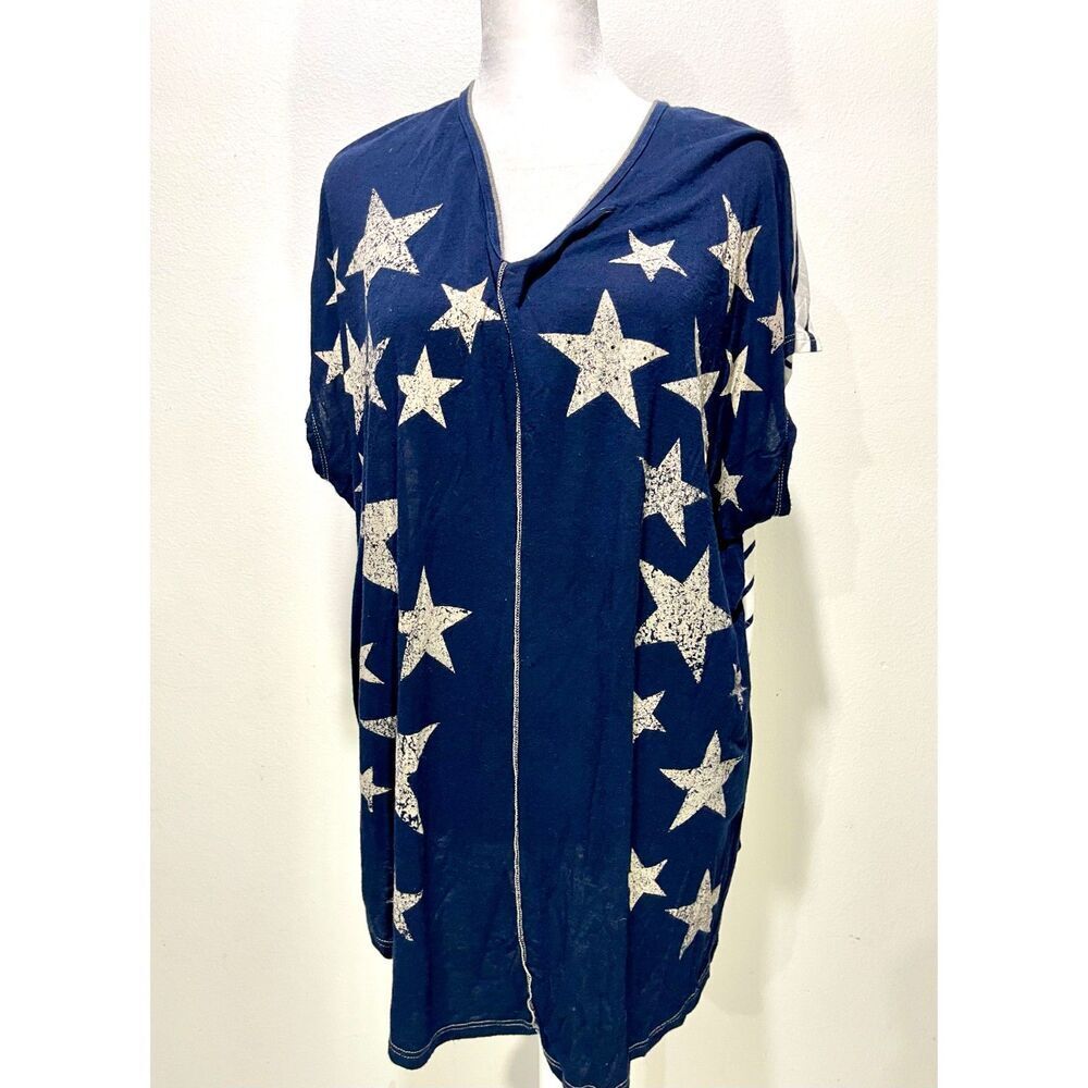 Vanilla Sugar t shirt Stars sparkles stripes blue casual multiprint women's 1X
